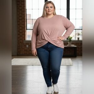 All in Motion Mauve Long Sleeve Twist Top